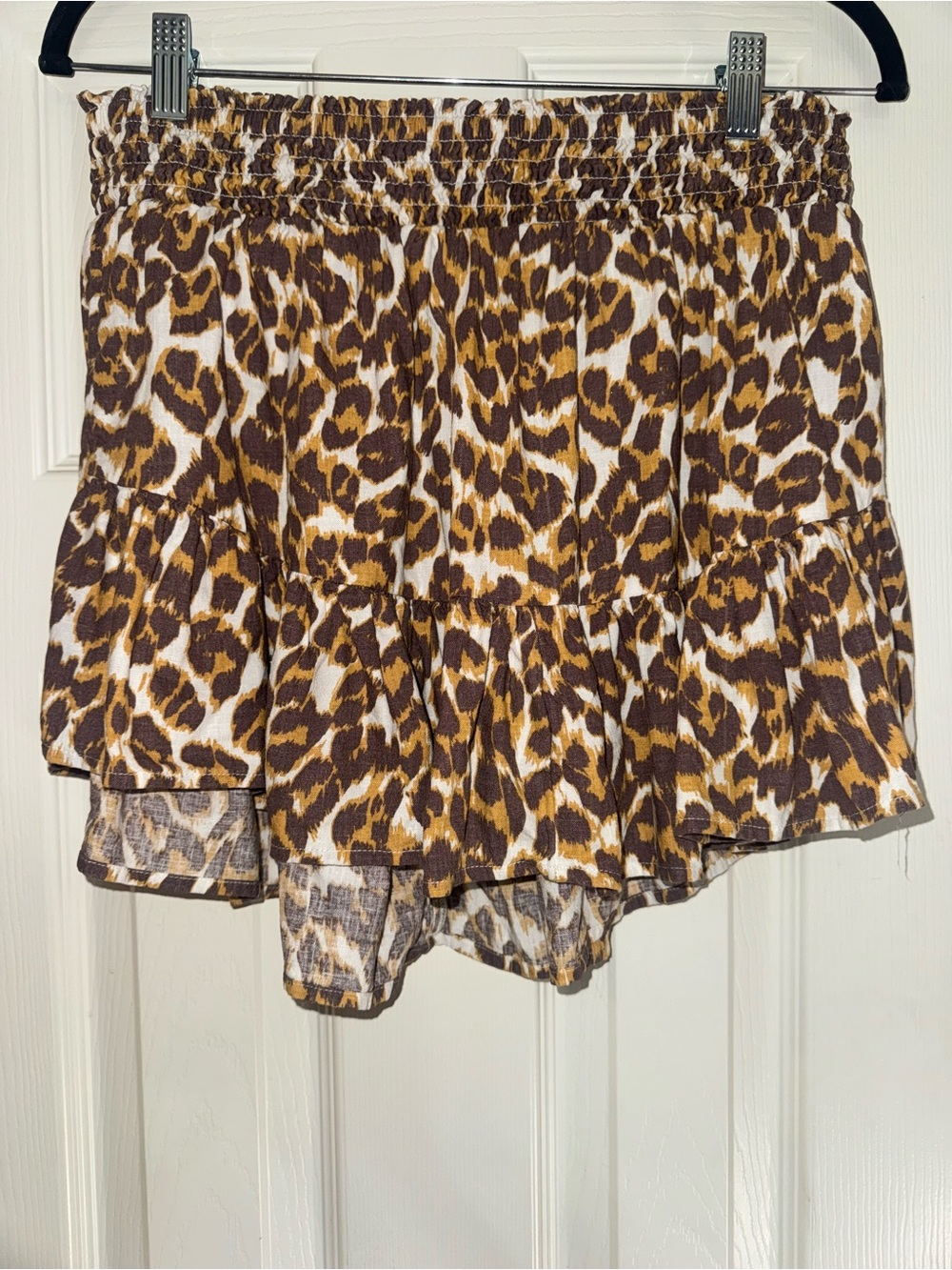 Aerie Leopard Print Tiered Mini Skirt - Brown & Cream
